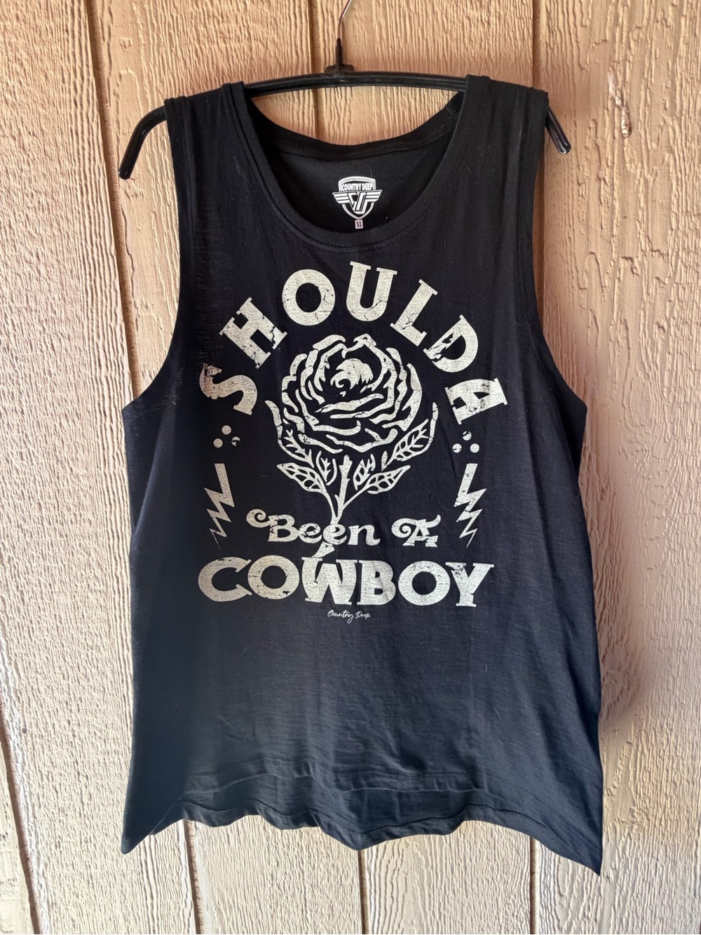 "Shoulda Been A Cowboy" Black Graphic Tank